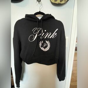 Pink Cropped Hoodie Sweatshirt Small